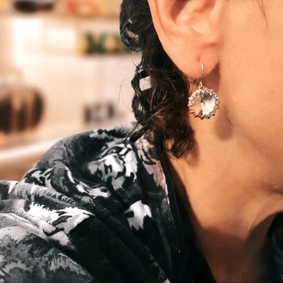 J. Crew Gold-Tone Clear Crystal Stone Fish Hook Dangle Earrings - Picture 4 of 4